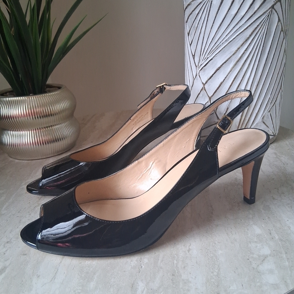 Talbots Black Patent Slingback Heels